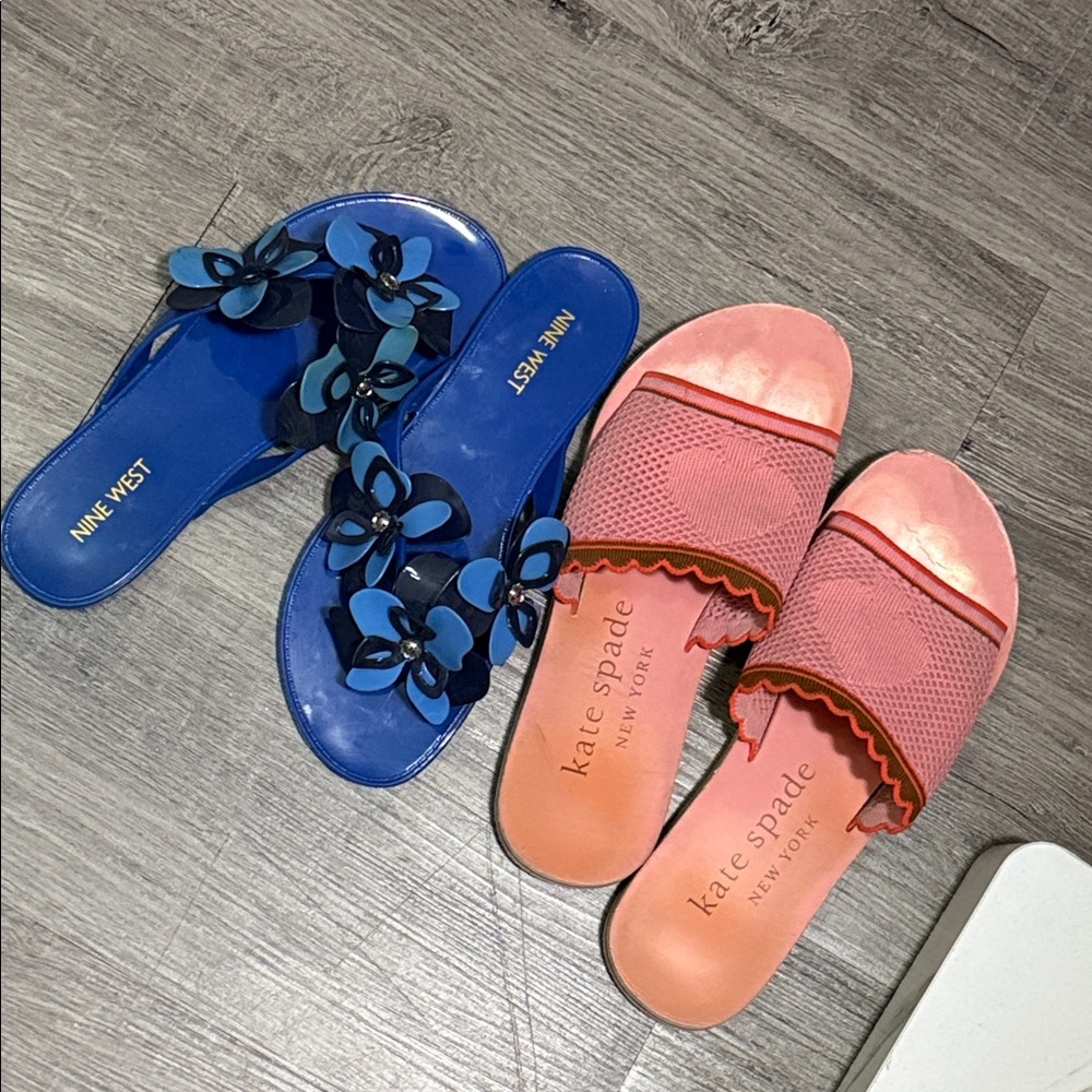 kate spade Coral Pink Scalloped Slide Sandals